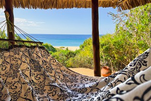 Outdoor sitting area hammock